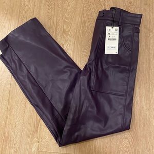 Zara Faux Leather Pants in Purple